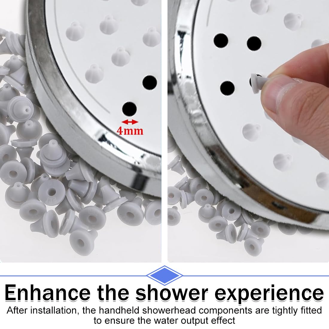 50 Pezzi Soffione per Ugelli in Silicone, Ugelli di Ricambio, per Riparare la Testa Della Pioggia in Acciaio Inox, per Diametro del Foro Fit 4mm