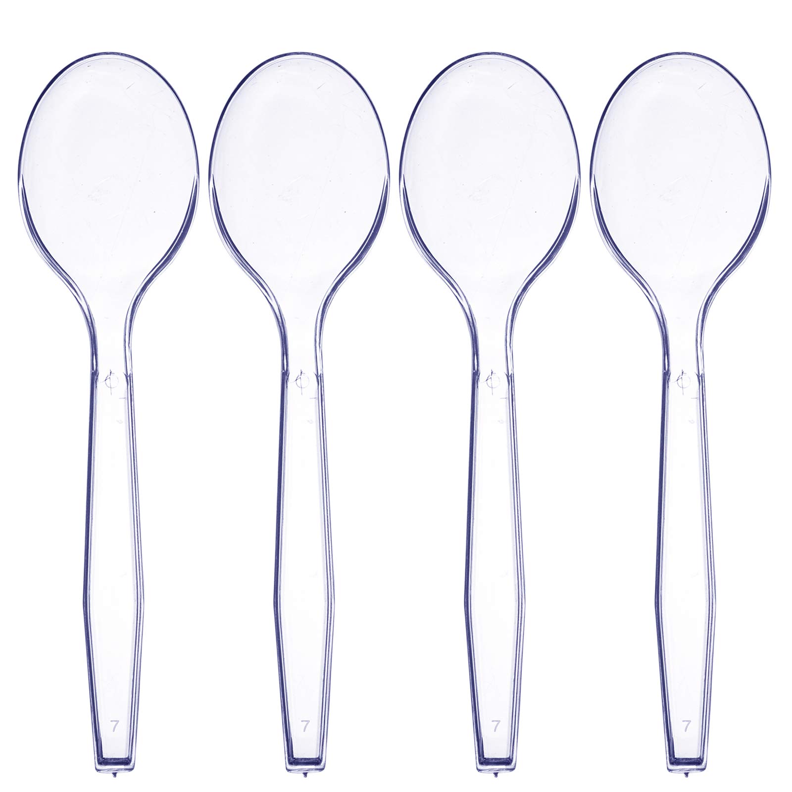 50 Medium-Weight Disposable Plastic Soup Spoons - Clear
