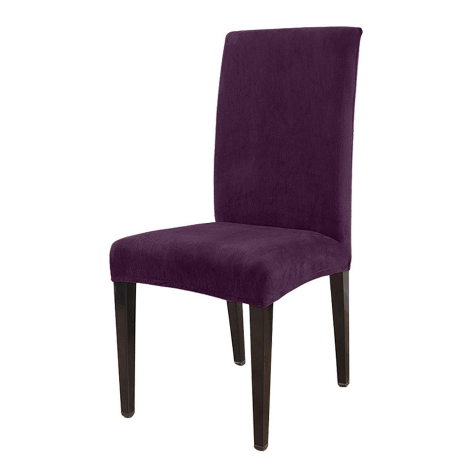 Pilang zxxin-Chair Cover Thick Plush Chair Cover, for Weddings Banquet Hotel Chair Covering, Stretch Elastic Slipcovers Restaurant, (Color : Plum, Specification : 2PCS)