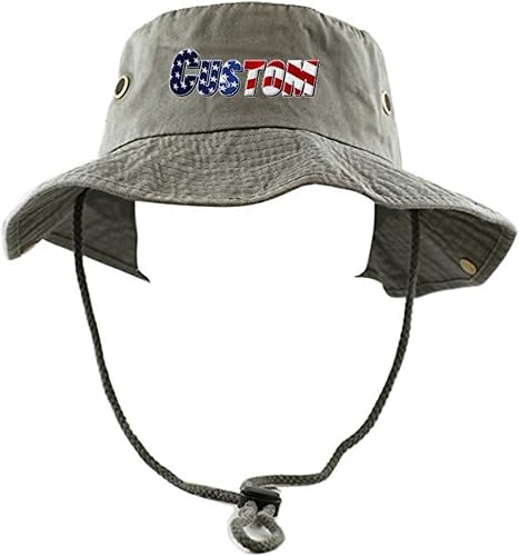 Miniatura 3 de Sombrero de pesca con logotipo bordado personalizado y texto, sombrero de ala ancha, sombrero Boonie de protección solar, sombrero de safari