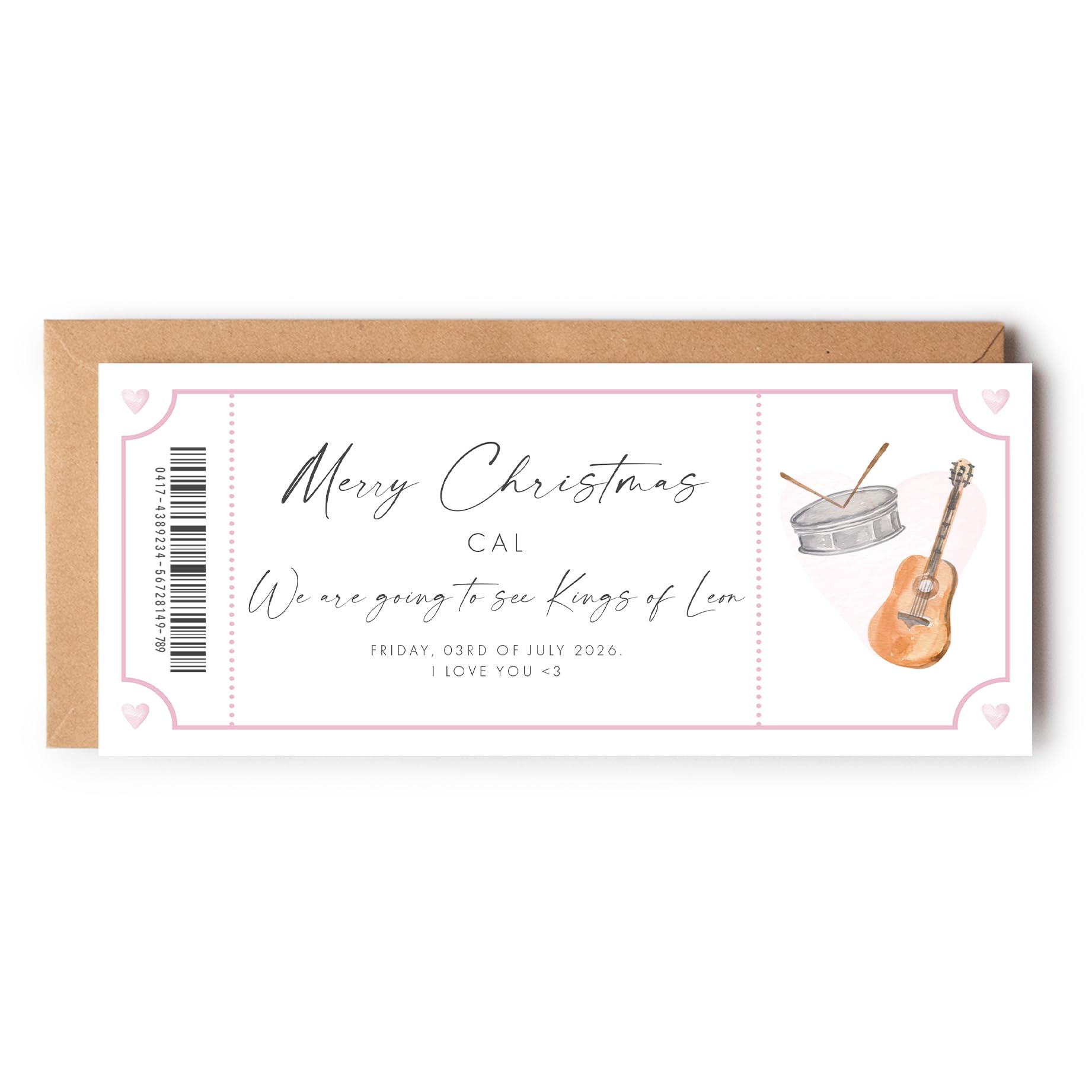 Paper Amor Personalised Concert Ticket Gift, Surprise Concert Ticket Reveal, Happy Birthday Gig Gift Voucher