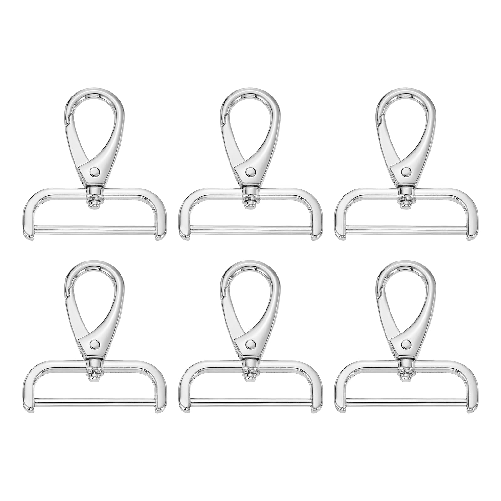 sourcing map 6pcs Detachable Snap Swivel Hook Clasp 1 1/2" (38mm) Zinc Alloy Lobster Claw Clasps for Keychain Lanyard Purse DIY Purse Strap, White