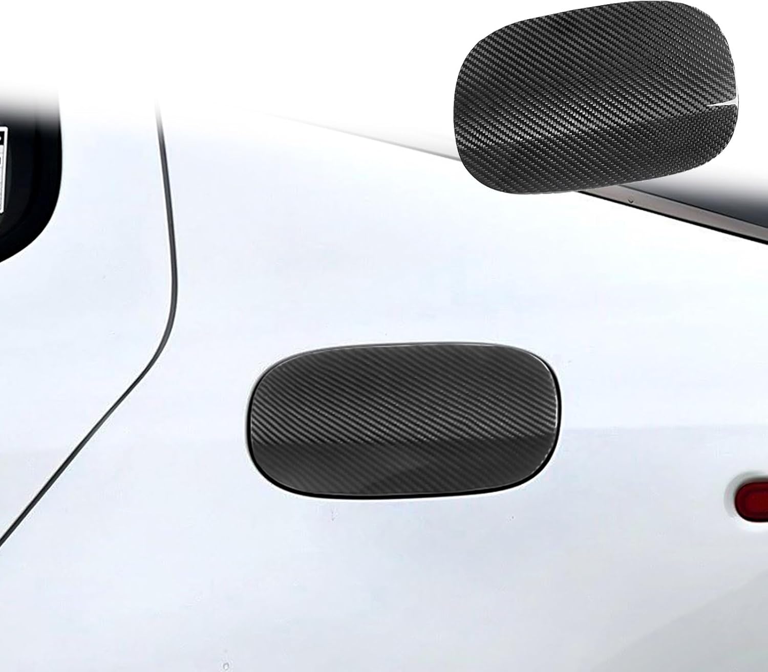 Real Carbon Fiber Car Gas Tank Cap Fuel Filler Door Cover Trim Compatible with Kia Stinger 2018-2023 (Black)