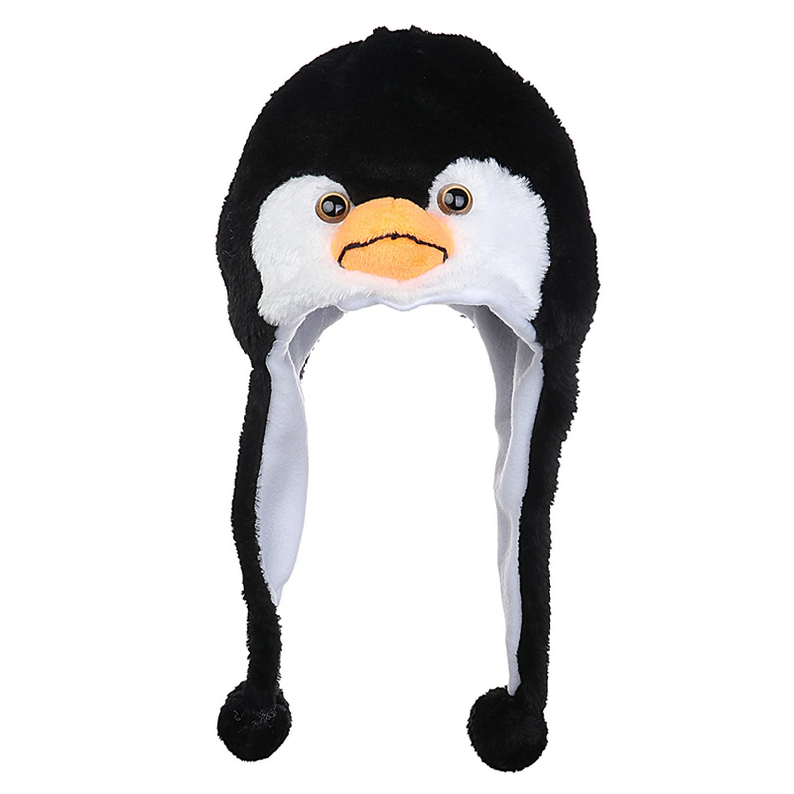VPbao Plush Headgear Hat, 2-in-1 Hat with Ear Flaps Scarf Set, Funny Cartoon Animal Cap for Costume Party - Comfortable Soft Warm Novelty Unisex Headwear Props Penguin โ image 1