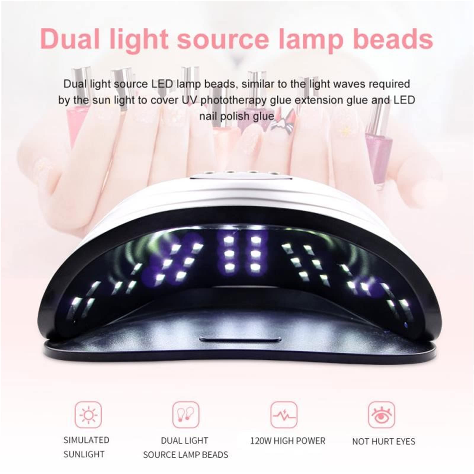 ZYC Lampada UV a LED Asciugatura Rapida 120W Lampada per Unghie Aggiornamento a Quattro tempistiche Lampada per asciugatrice per Unghie a Quattro tempistiche Lampada per Manicure Professionale