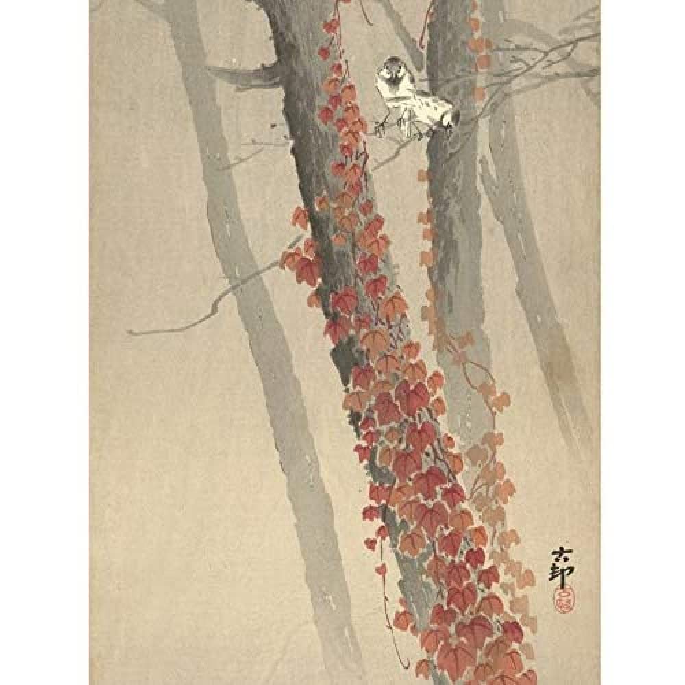 Artery8 Ohara Koson Red Ivy Japanese Painting Art Print Canvas Premium Wall Decor Poster Mural