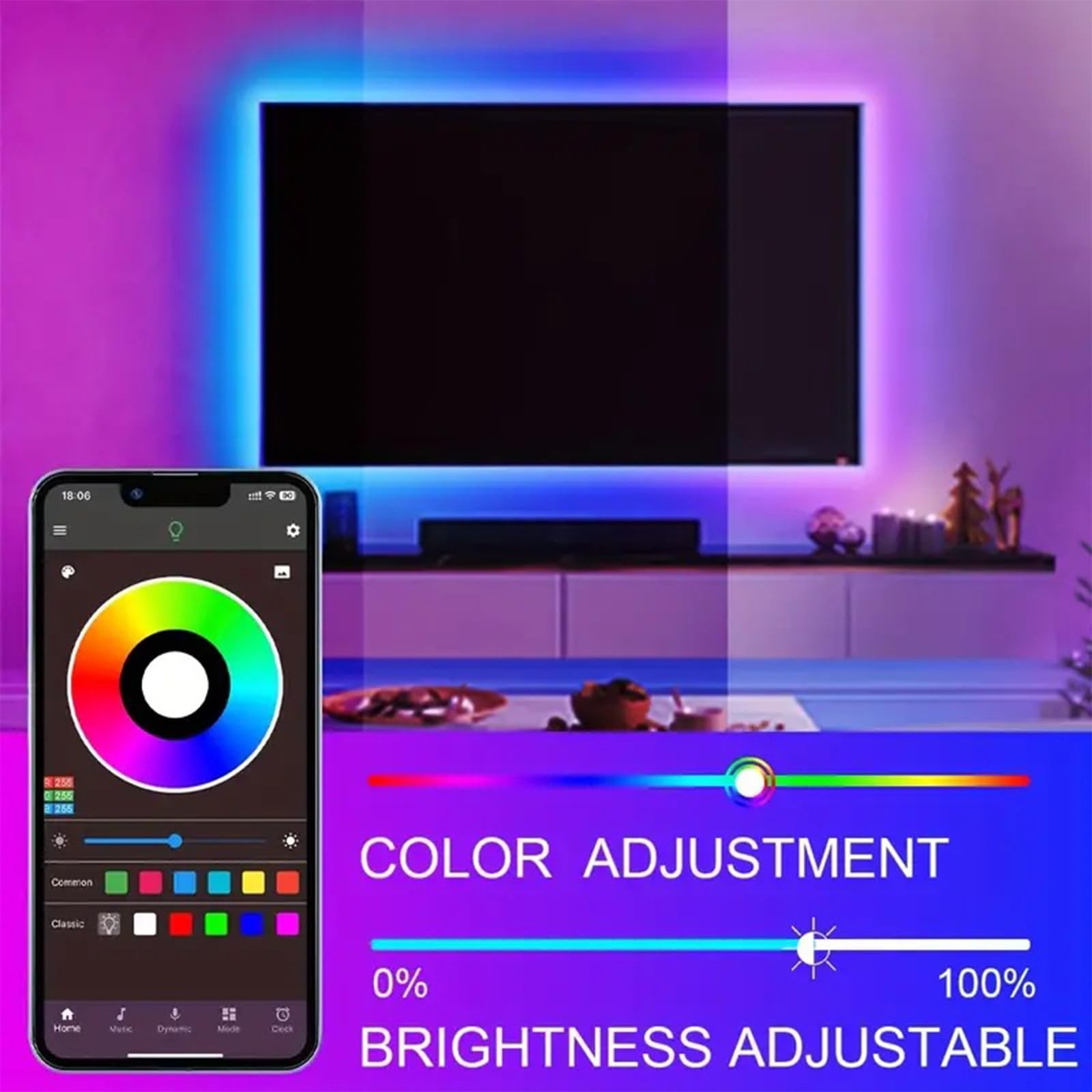 Tira de luces RGB con Bluetooth y música, 44 teclas, 24 V, flexible, con control remoto y aplicación, tira de luces de ambiente inteligente, temporizador de 5 m/20 m,15M