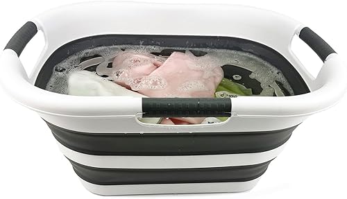 Miniatura 4 de SAMMART Cesta de plástico plegable de 30 L (7.9 galones) - Contenedororganizador plegable - Tina de lavado portátil - Cesta de ahorro de espacio