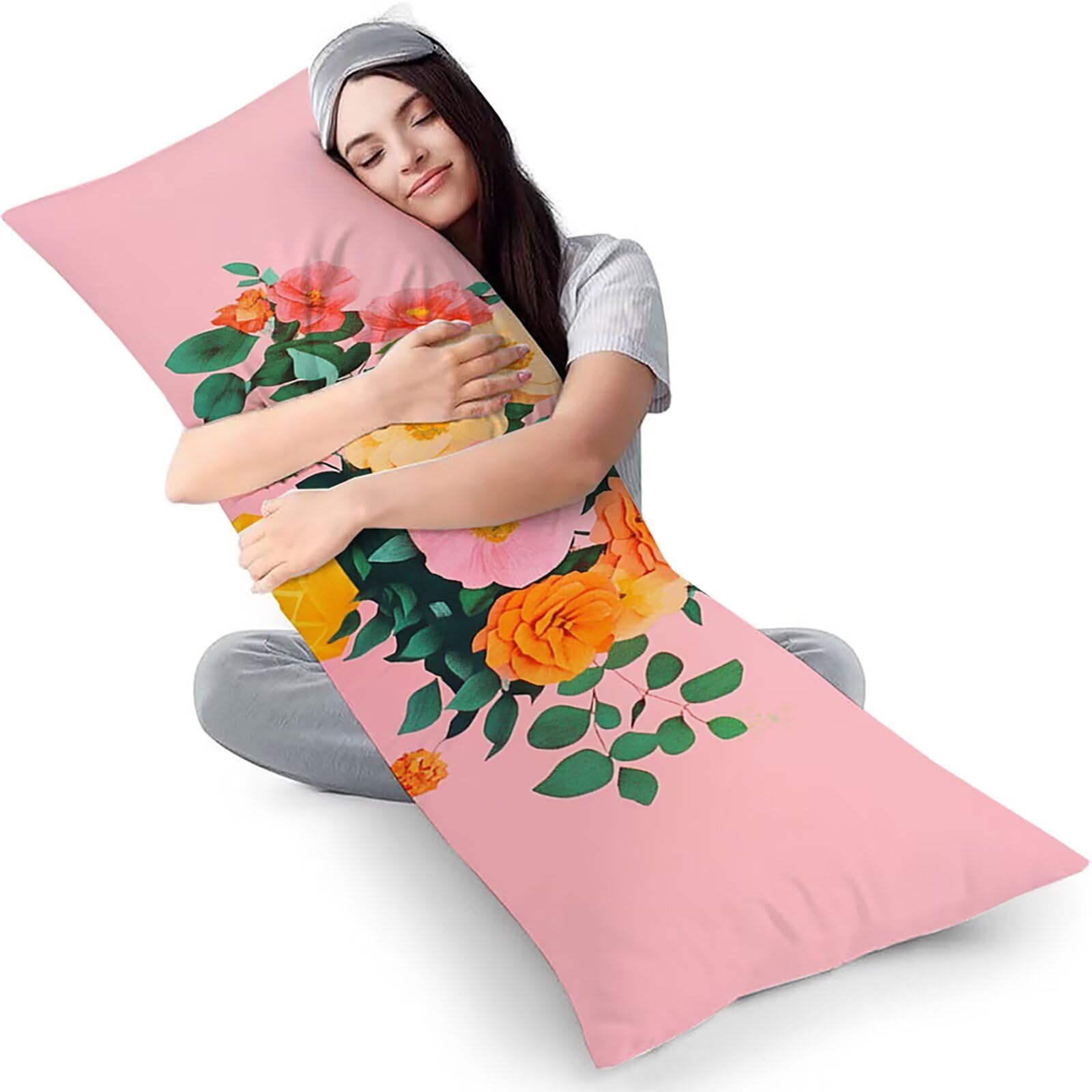Federe Cuscini Divano Lungo 60 x 160 cm in Velluto Morbido, Rosa Cuscini per Divano con Cerniera a Scomparsa, Decorativo Federa per Cuscino Grande per Soggiorno Camera da Letto, Fiori 1 Pezzo f0-426