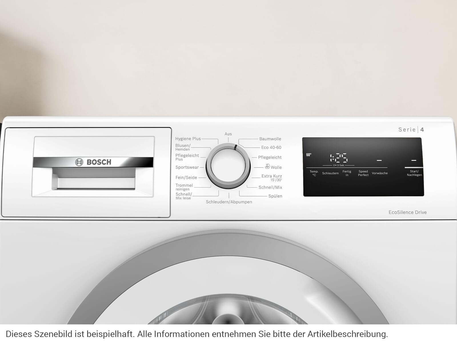 Bosch WAN28123 Serie 4 Waschmaschine, 7 kg, 1400 UpM, Active Water Plus, EcoSilence Drive, Hygiene Plus, Speed Perfect, ExtraKurz 15'/30', Night Wash, Nachlegefunktion, Sportswear-Programm