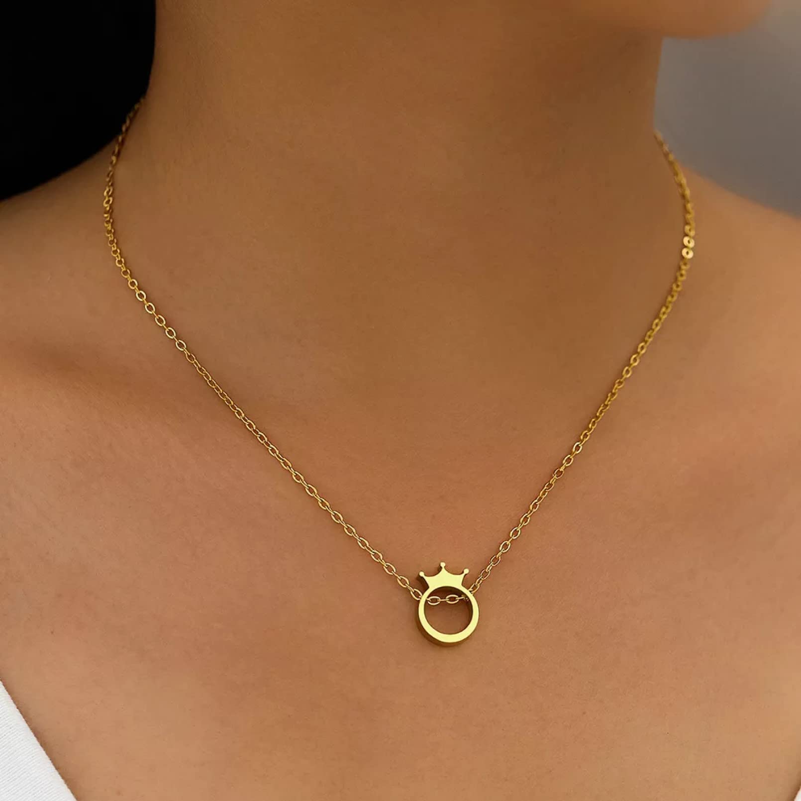 chenningshangmao@ Joyas Colgantes de Collar Collares Elegante Corona Mini Colgantes Cadenas Finas de Moda Collar de Gargantilla para Mujeres Joyería Regalos de cumpleaños Navidad en el día de la Madre