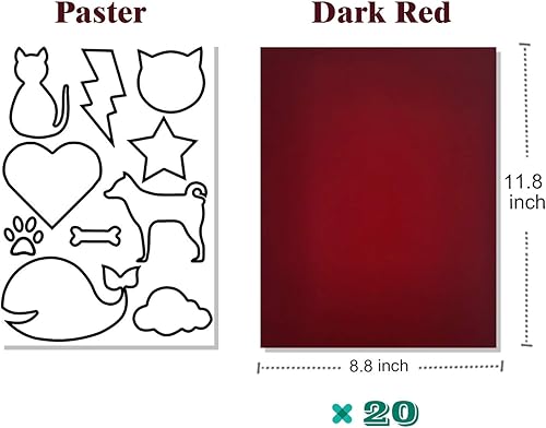 Miniatura 2 de 20 hojas de terciopelo autoadhesivas, tela de franela autoadhesiva para caja de joyería, forro de pelusa, adhesivo, tamaño 8.8 x 11.8 pulgadas (rojo
