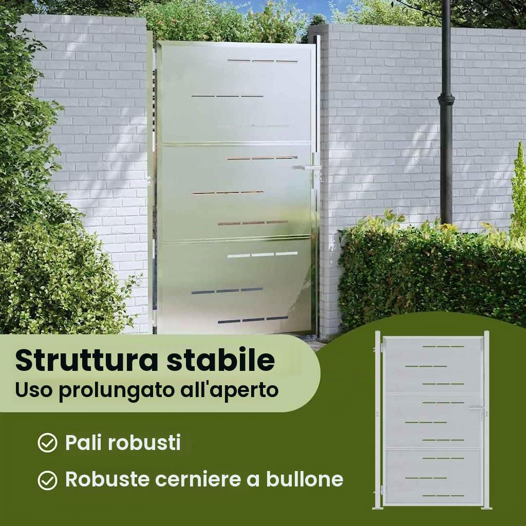 vidaXL Cancello da Giardino Argento 85 x 144 cm Acciaio Inossidabile, Cancello in Acciaio Moderno per Giardino e terrazza, barriera sicura e Ingresso Rettangolare