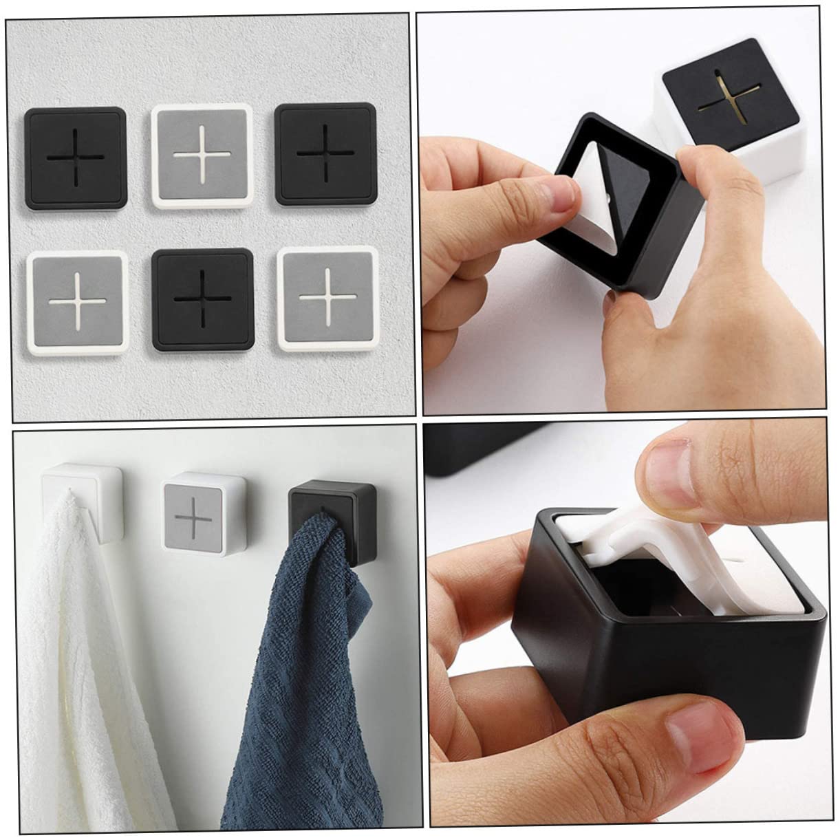 Lurrose 3 Set Ganci Adesivi Per Strofinacci E Bagno Ganci Abs E Facili Da Installare Senza Foratura Per Bagno Cucina E Camere Da Letto 6 Pezzi * 3