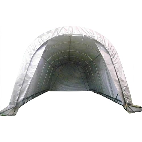 20'x12' Heavy Duty Carport with Zipper Doors – Galvanized Steel Frame & Waterproof PE Cover, UV-Resistant, Grey Portable Garage Canopy Shelter (20'x12')