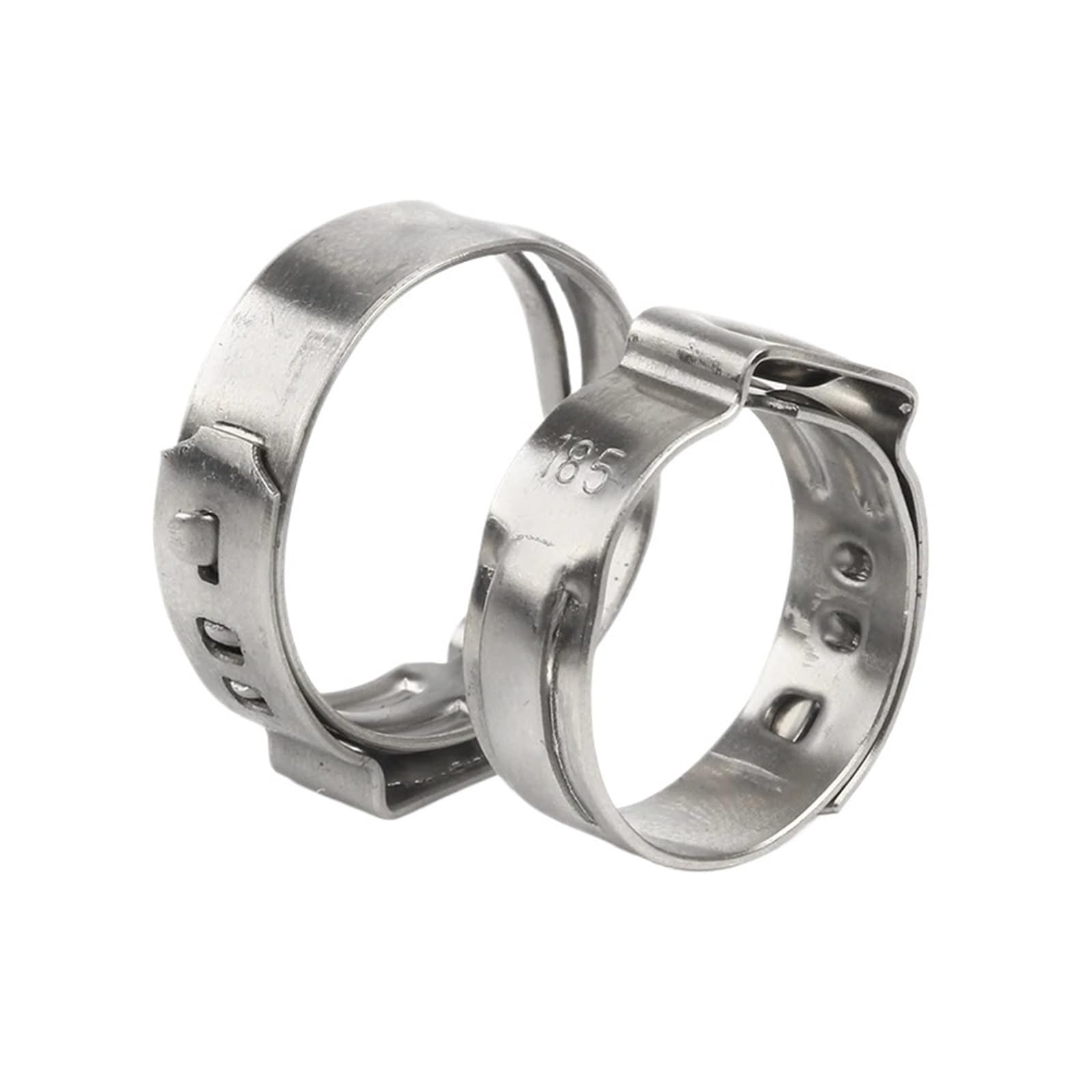 Hqycl One Color 140Pcs Single Ear Stepless Hose Clamps 7-21Mm 304 Stainless Steel Hose Clamps Cinch Clamps Rings Or 1Pc Hose Clip(140Pcs With Pliers)