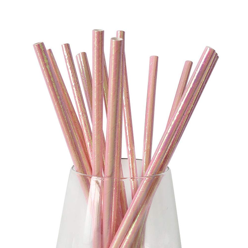 Słomki, 100 sztuk słomek papierowych w tęczowe paski w 11 kolorach, przyjazne dla środowiska słomki 21 cm, odpowiednie do soków, napojów gazowanych, koktajli, koktajli mlecznych-bardzo odpowiednie na