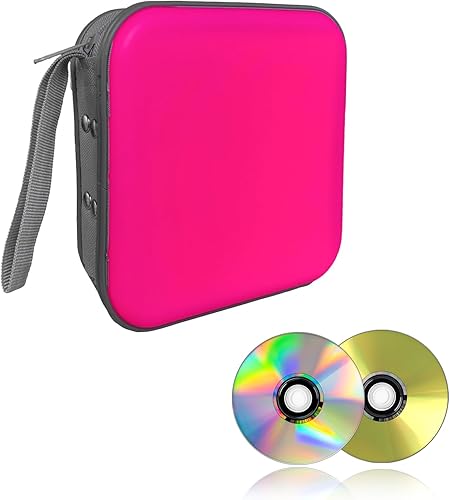 Augeny Estuche portátil para CD de capacidad para 48 unidades, soporte portátil de plástico duro para DVD, carpeta de almacenamiento de discos para