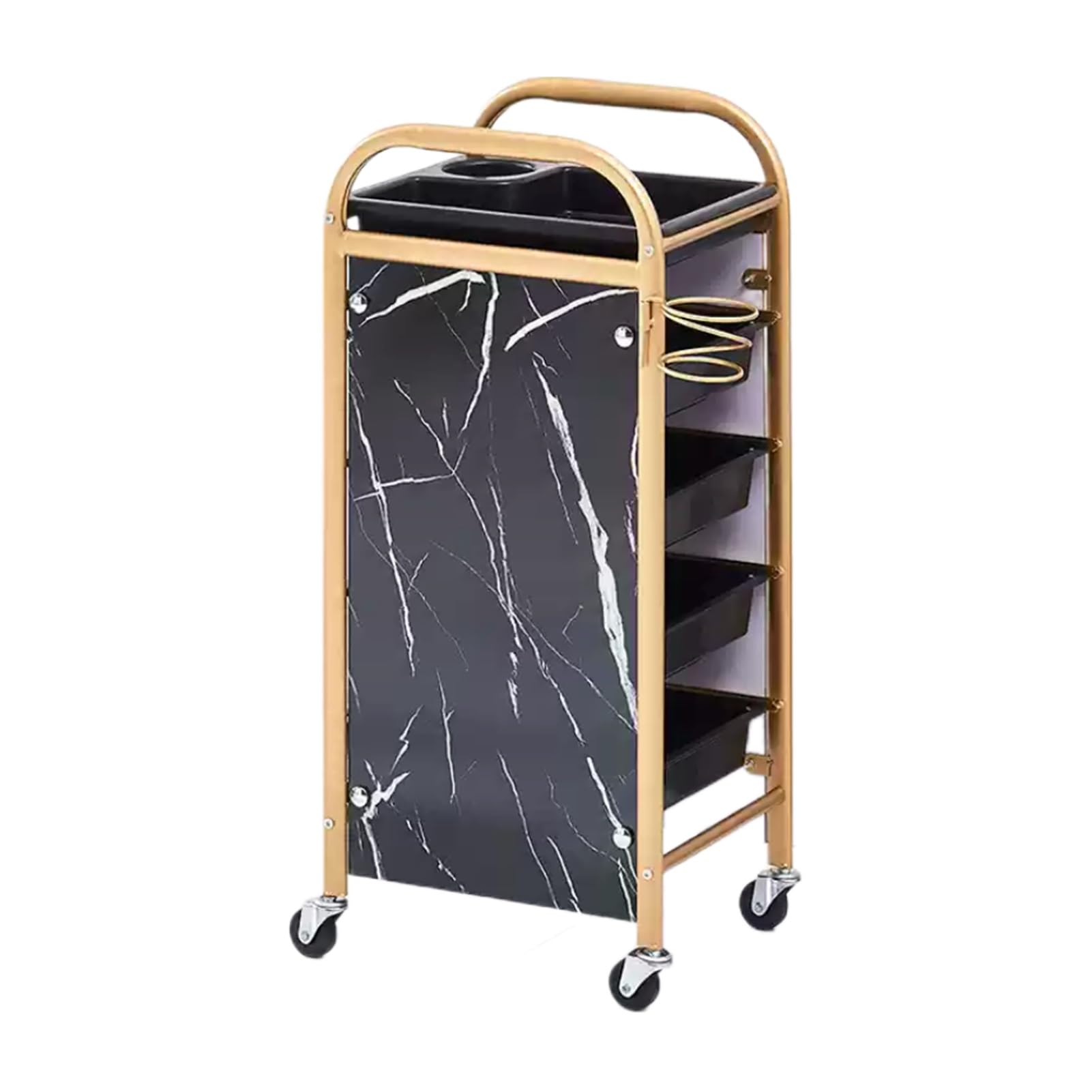 Carrito para secador de pelo con ruedas bandeja superior y organizador de estética