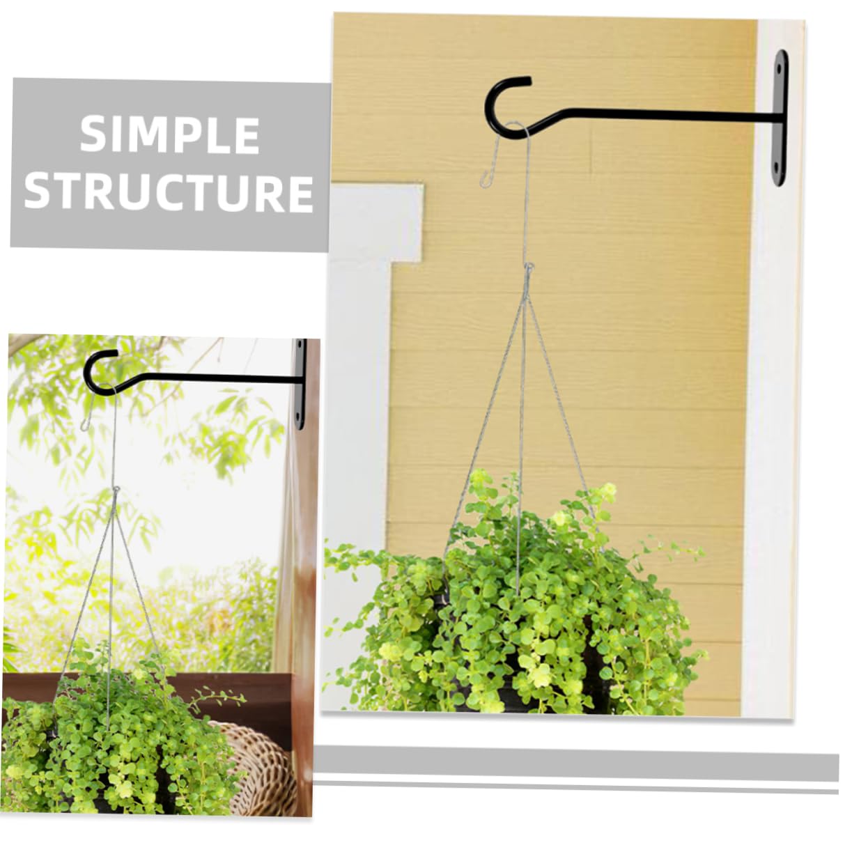 BESTonZON 8 Ensembles Panier de Suspendu Crochet Crochets Plantes en Multi Usine monté cintres de jardinière Cintres à Fleurs Crochet Suspendu Noir