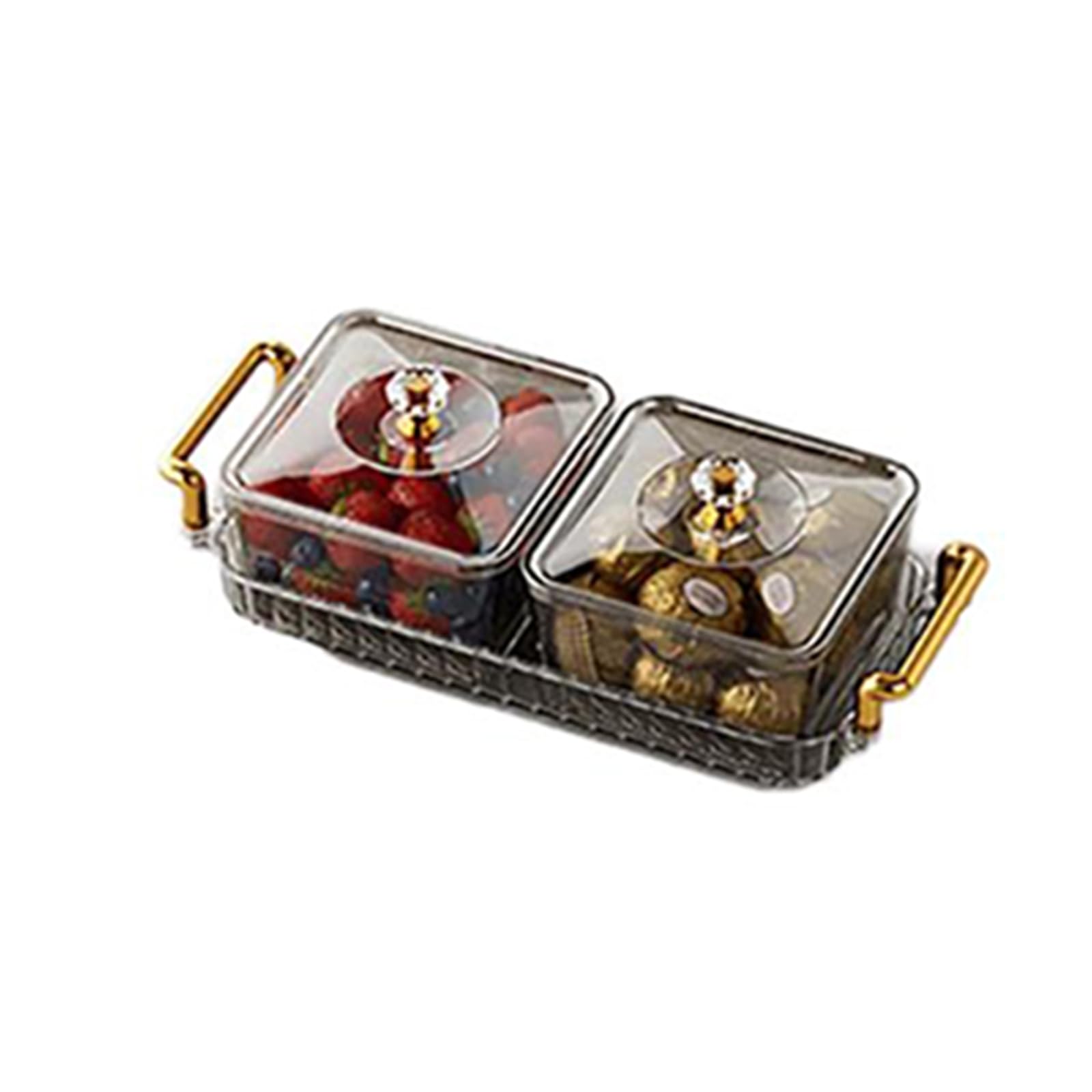 Lerpwige Divided Serving Dishes Removable Snacks Platter Portable Dried Fruit Tray With Lid For Wedding Home Gatherings Holidays Snacks Fruit Tray