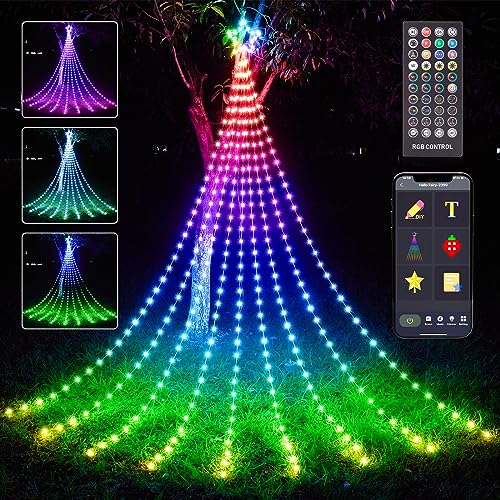 HOLILLUMA Smart Christmas String Lights, 11.8FT 344LED RGB Color Changing Waterfall Lights, APP Remote Control, DIY Multi-Color Lightshow with Music Sync, Perfect for Outdoor Halloween Xmas Decor HOLILLUMA Smart Christmas String Lights, 11.8FT 344LED RGB Color Changing Waterfall Lights, APP Remote Control, DIY Multi-Color Lightshow with Music Sync, Perfect for Outdoor Halloween Xmas Decor