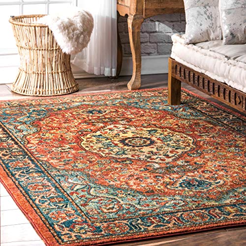 nuLOOM Pearlie Floral Medallion Area Rug, 8 x 10 , Rust