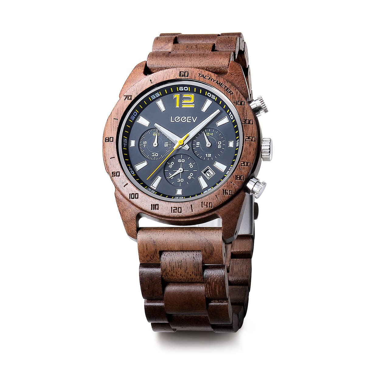 LeeEv Mens Sport Design Wooden Watch, Handmade Light Luminous Multifunctional Date Display Chronograph Military Quartz Bamboo Wood Wristwatch, Walnut wood, wood watches for men (B0BK4LLS2W) Amazon Price History, Amazon Price Tracker