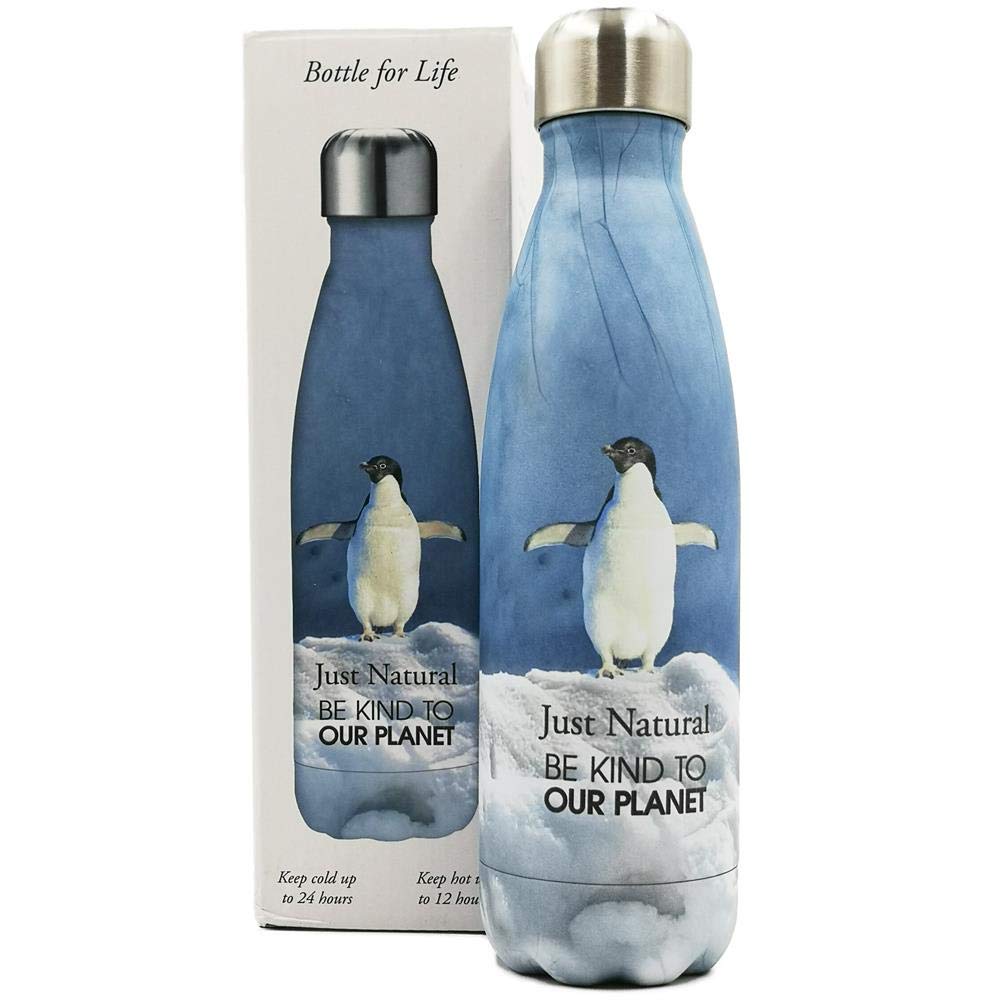 Just Natural Stainless Steel Drinks Bottle 500ml - Penguin