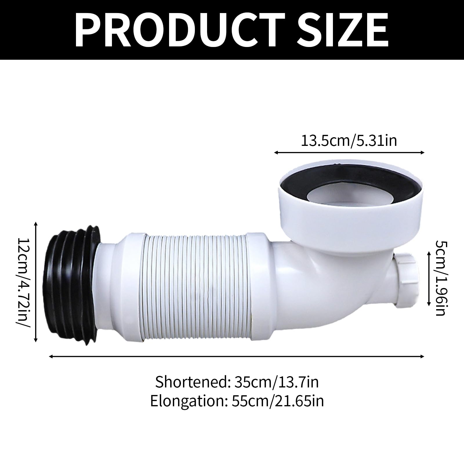 Toilet Pan Connector 90 Degree, Universal Waste Pipe Connector Flexible Plumbing Fittings Adjustable for All Standard Toilets - Image 2