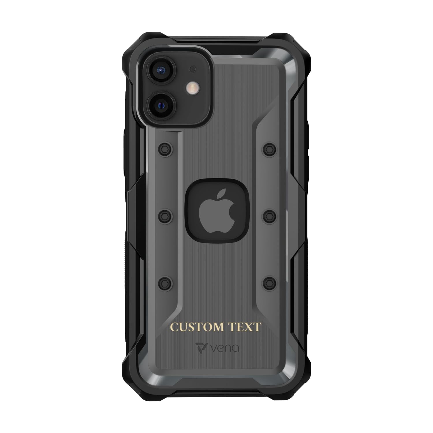 vArmor VN1971 Rugged Case for Apple iPhone 12 Pro Max (6.7"-inch) – Personalized Engraved Cover with Military-Grade Protection and Belt Clip Holster (Space Gray)