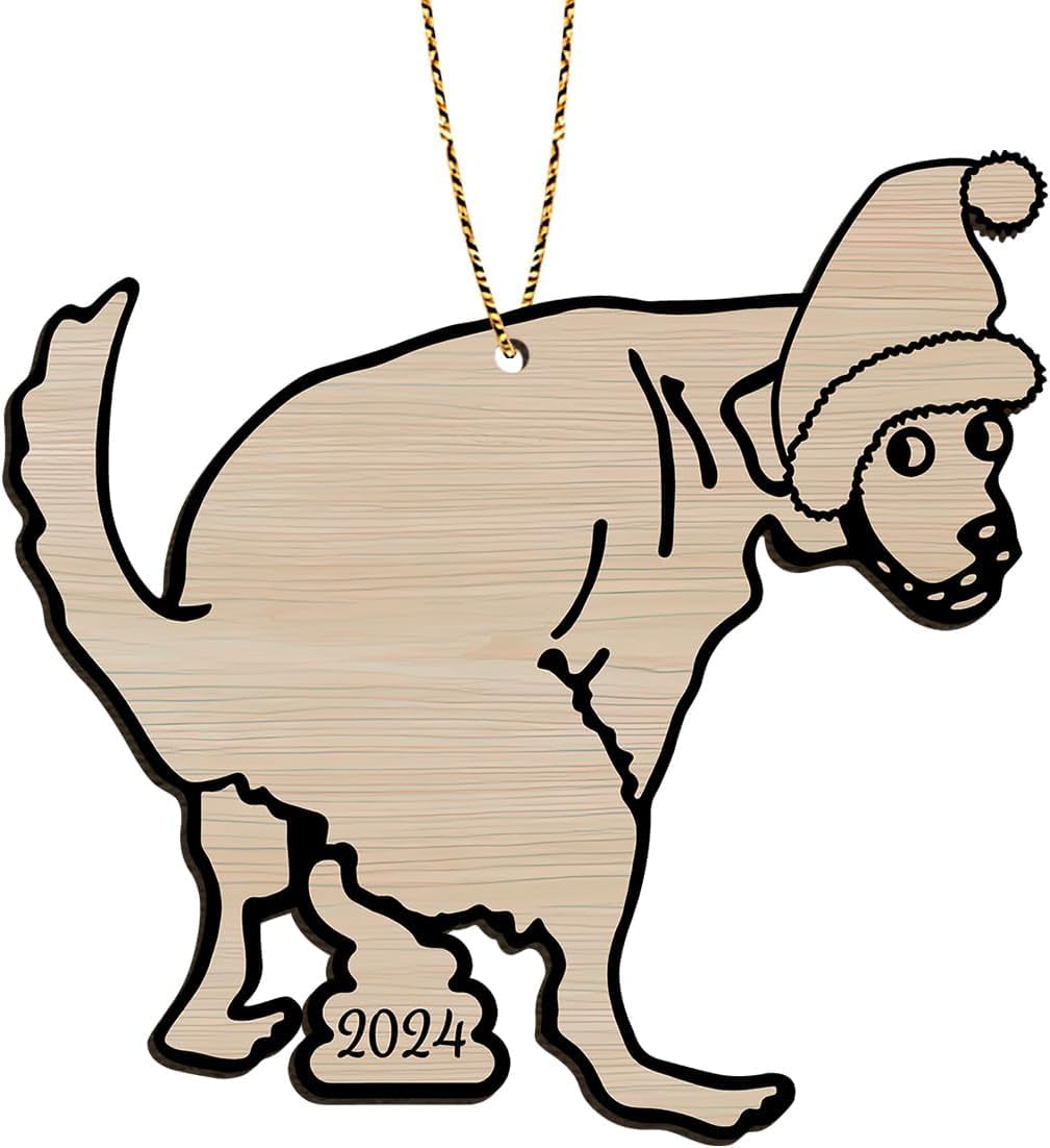 365RUSTIC 2 Side Printed Wooden Funny Dog Christmas Ornaments 2024, Funny Christmas Tree Ornament, Humorous Keepsake Ornaments, Offensive Christmas Tree Decorations, Hilarious Gifts for Friends