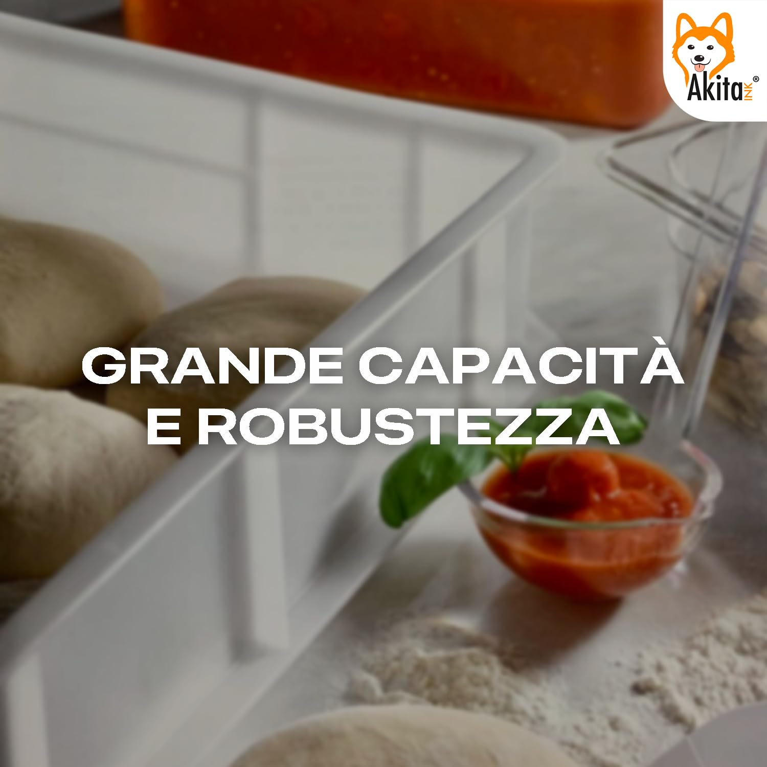 AKITAInk Portapane con Coperchio | Contenitore per Lievitazione e Conservazione Impasto, Plastica Lavabile in Lavastoviglie, 30x40x10 cm – Ideale per Pane e Pizza