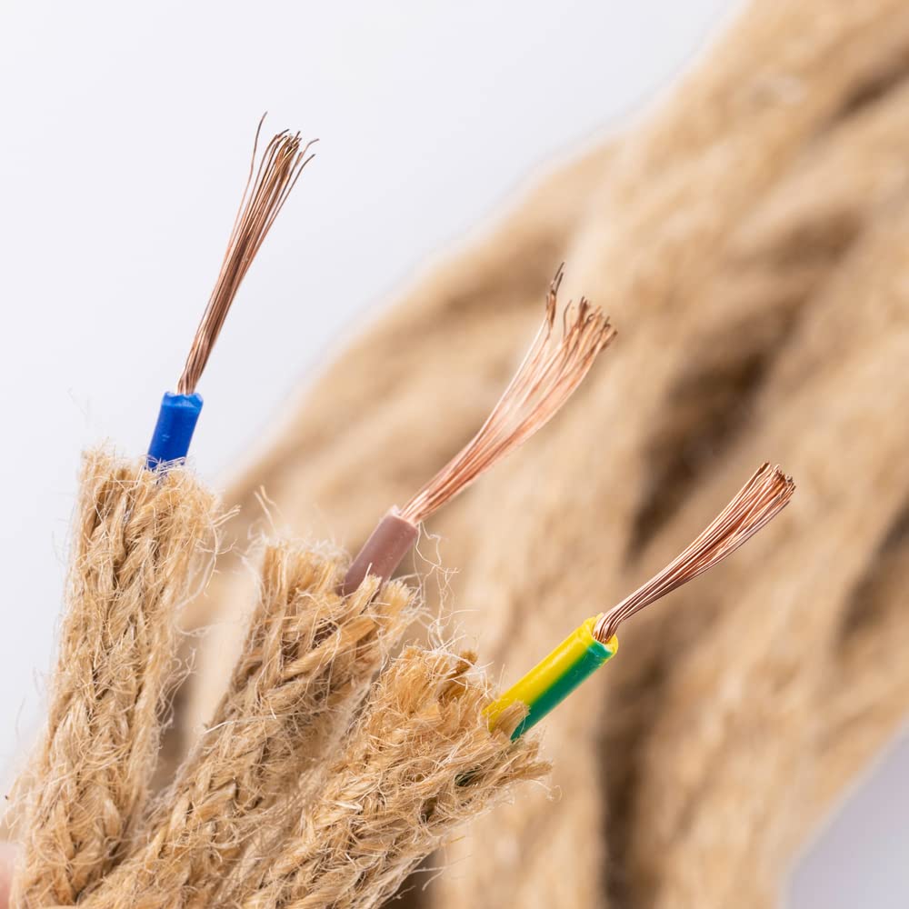 Cavo Elettrico Corda Di Canapa 10m - 2 Core 0,75mm² Per Lampadari Vintage E Luci Sospese - Foto 10