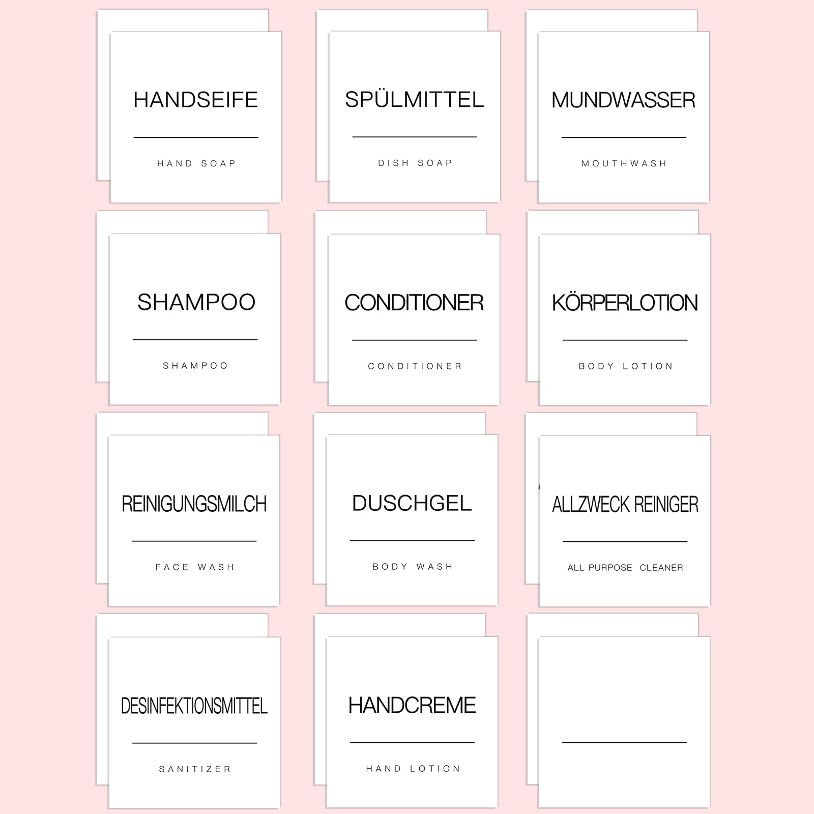 KSIWRE Pack of 24 Bathroom Labels for Plastic/Glass Bottles, Waterproof Hand Soap Dispenser Label Stickers