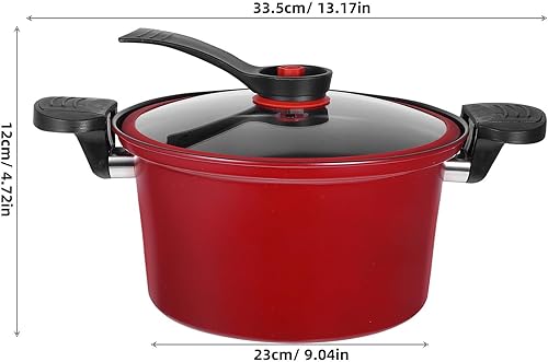 Miniatura 2 de STOBAZA Olla de cocina de micro presión antiadherente multifuncional roja con tapa, resistente al calor, olla de sopa para cocina doméstica, asas