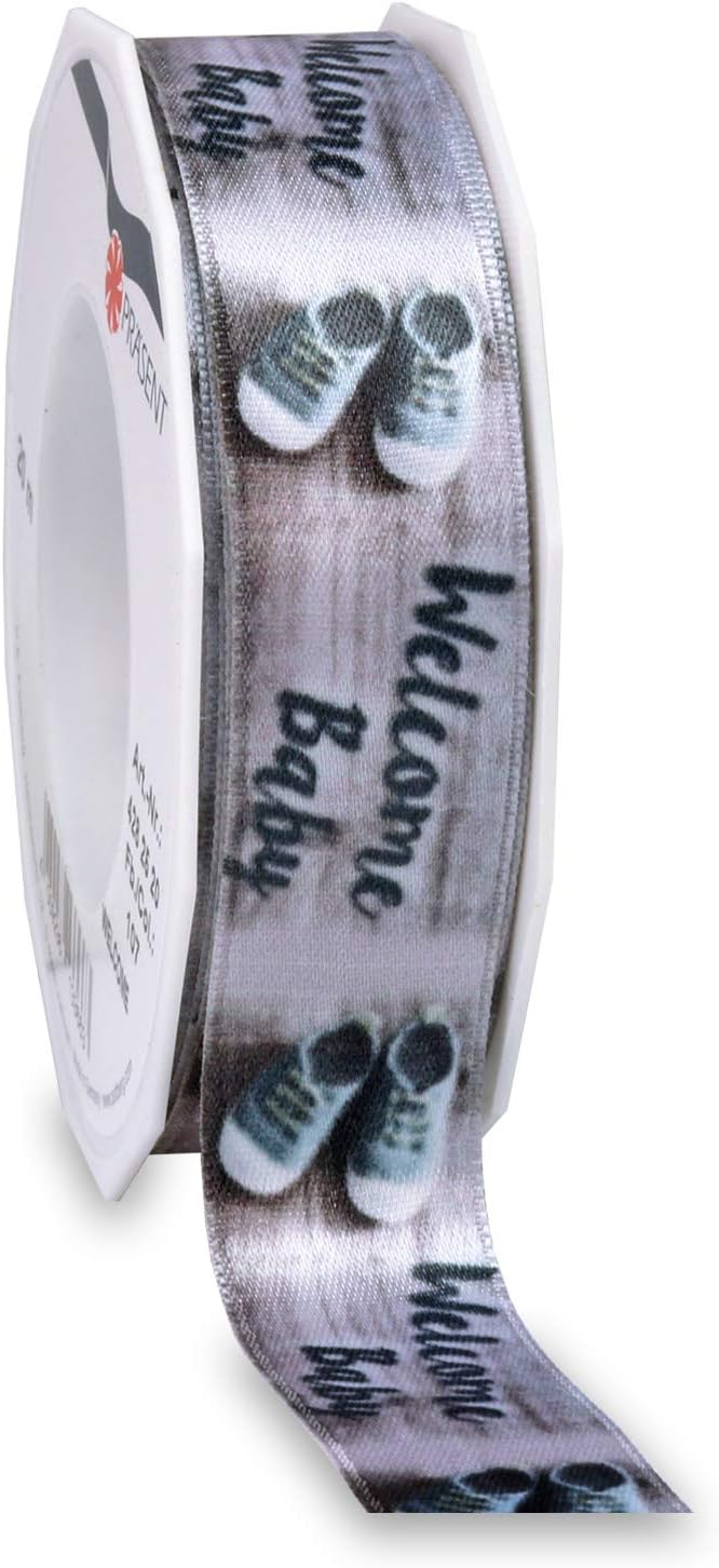 Präsent ADEBAR Printed Double Face Satin Ribbon, Light Pink, 40 mm-20 m