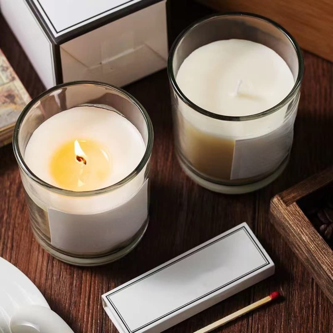 KOWVOWZ Scented Candle Light in Glass Cup for Meditation Girl Lasting Room Aroma Birthday Gift Scented Soybean Wax (• White Tea and Ginger Flower(Floral and Tea Aroma), Clear Glass Cup)