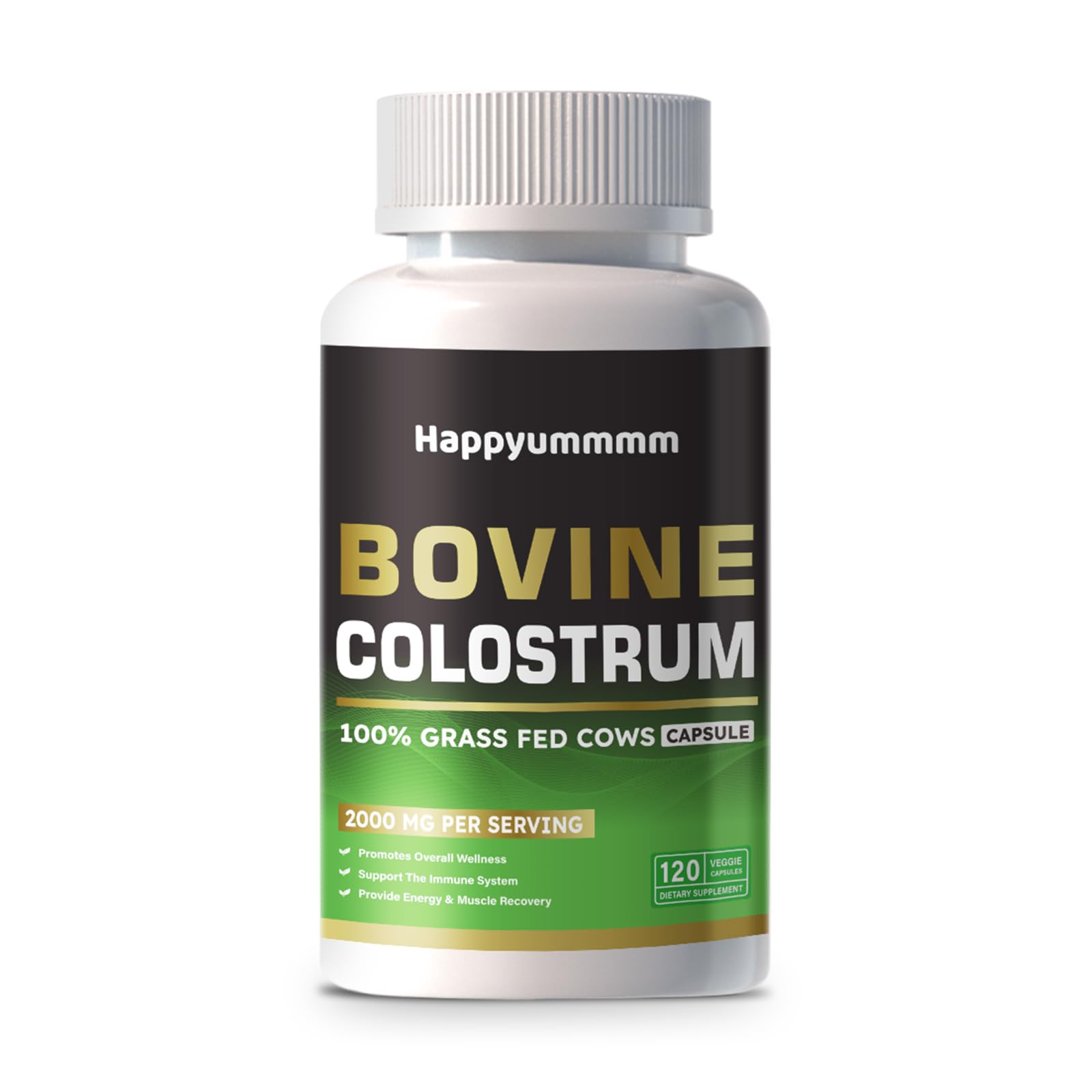 Bovine Colostrum Capsules Supplement 2000mg - Gut Health, Muscle Recovery, Energy, Hair, Skin and Immune Supplement | 50% IgG Cow Colostrum for Humans | Superfood, Gluten Free.120 Capsules