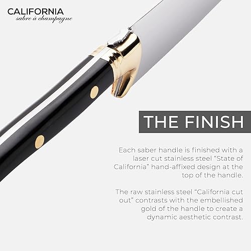 Miniatura 4 de California Champagne Saber Company - Madera negra - Espada hecha a mano en estilo francés Laguiole - Empaquetada en elegante caja de madera de roble