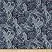 TELIO Stretch Denim Paisley Print Dark Blue Fabric by The Yard