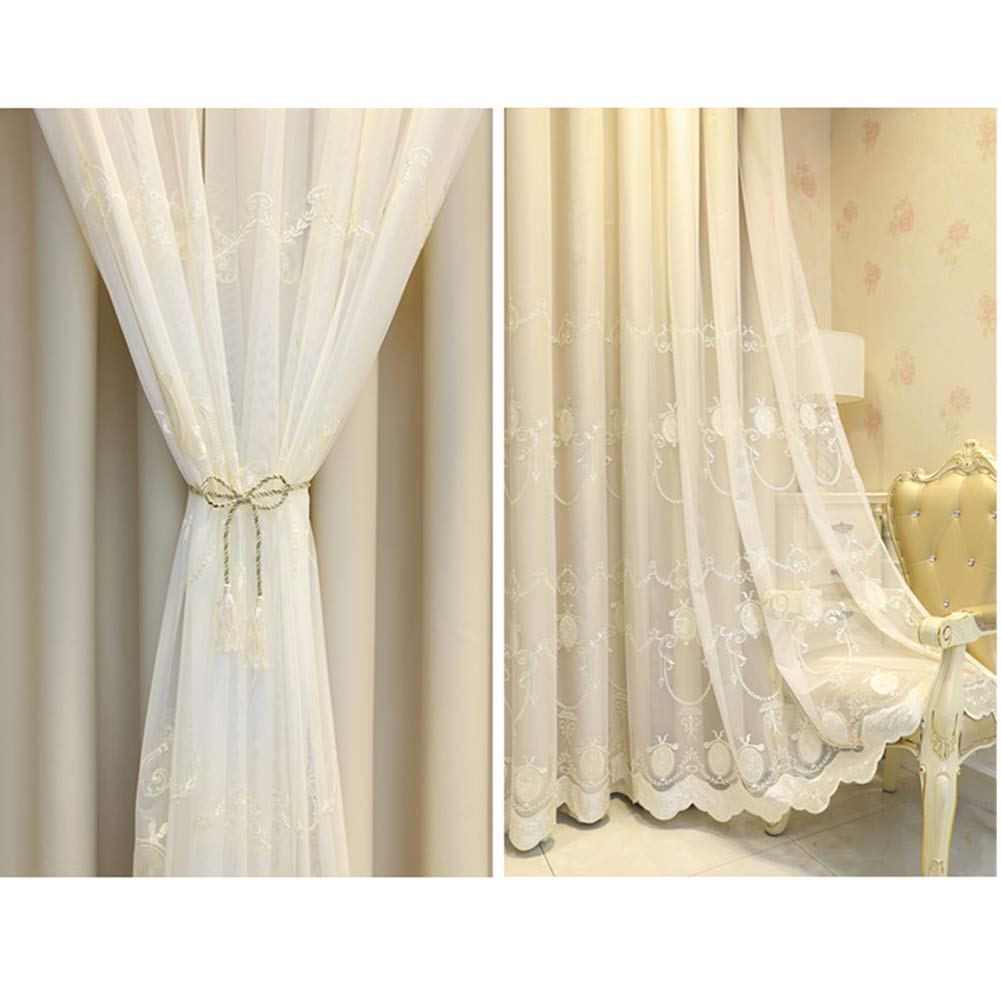 Bei Rideaux occultants à double couche avec voilage en dentelle embroiy parfaits pour bloquer la lumière et décorer la maison.