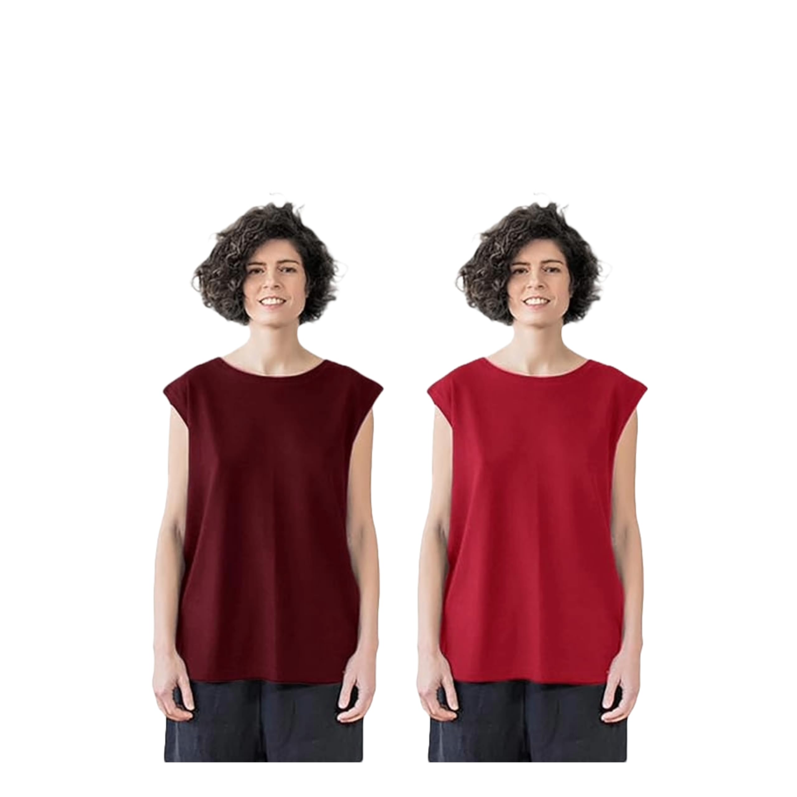 Women's Pure Cotton Cutsleeve T-Shirt Round Neck Regular Fit Plain Tank Tops Tees for Girls Summer Wear Multicolors Combo Pack of 2 Size S to 2XL-picture-19