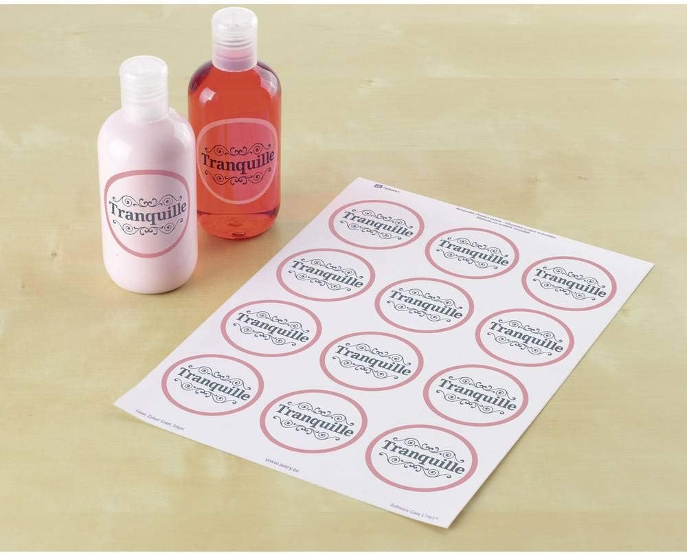 Avery L3416-100 Self-Adhesive Round Product Labels, 12 Labels Per A4 Sheet
