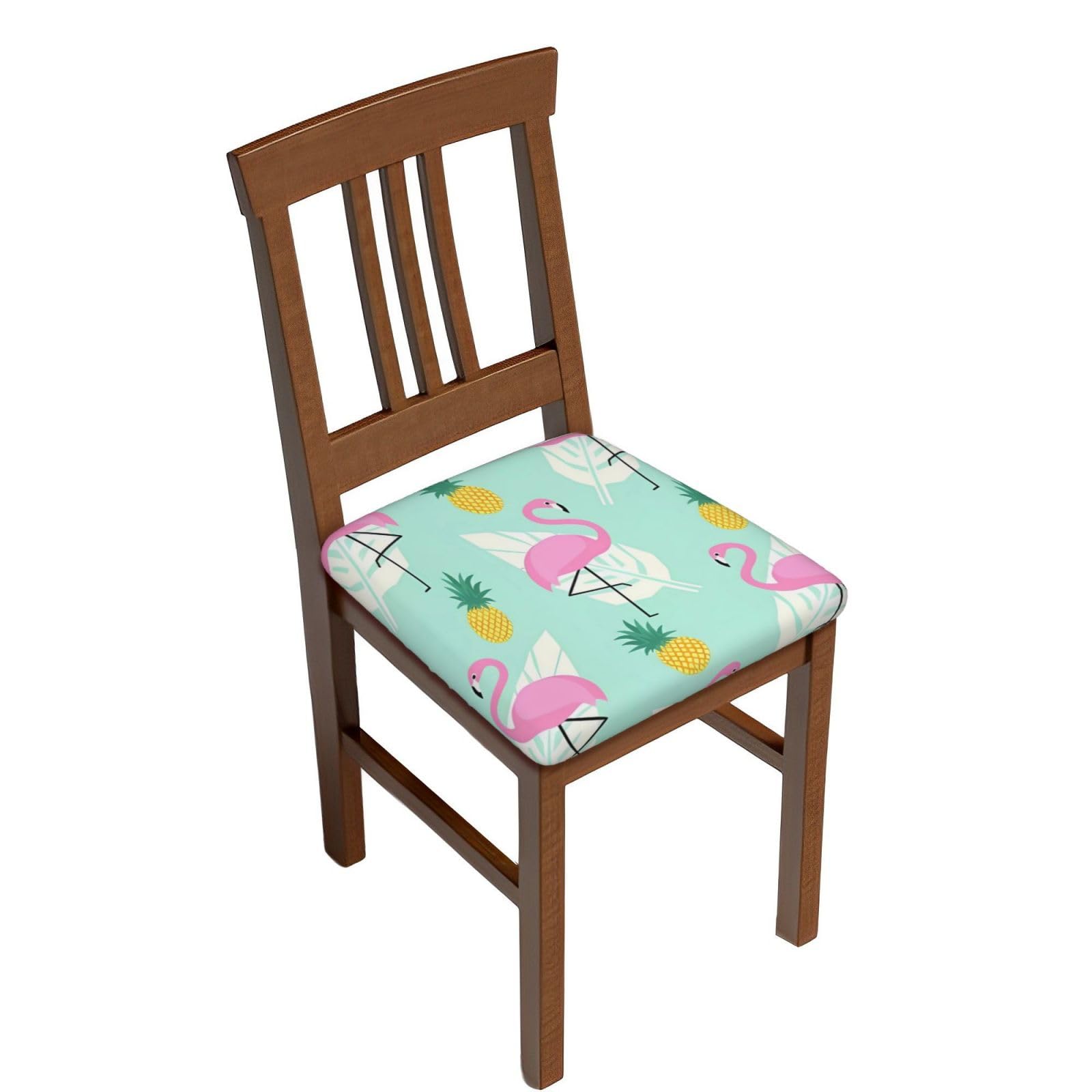 Housse de chaise cuisine et salle à manger rembourrée à motif flamant rose tropical