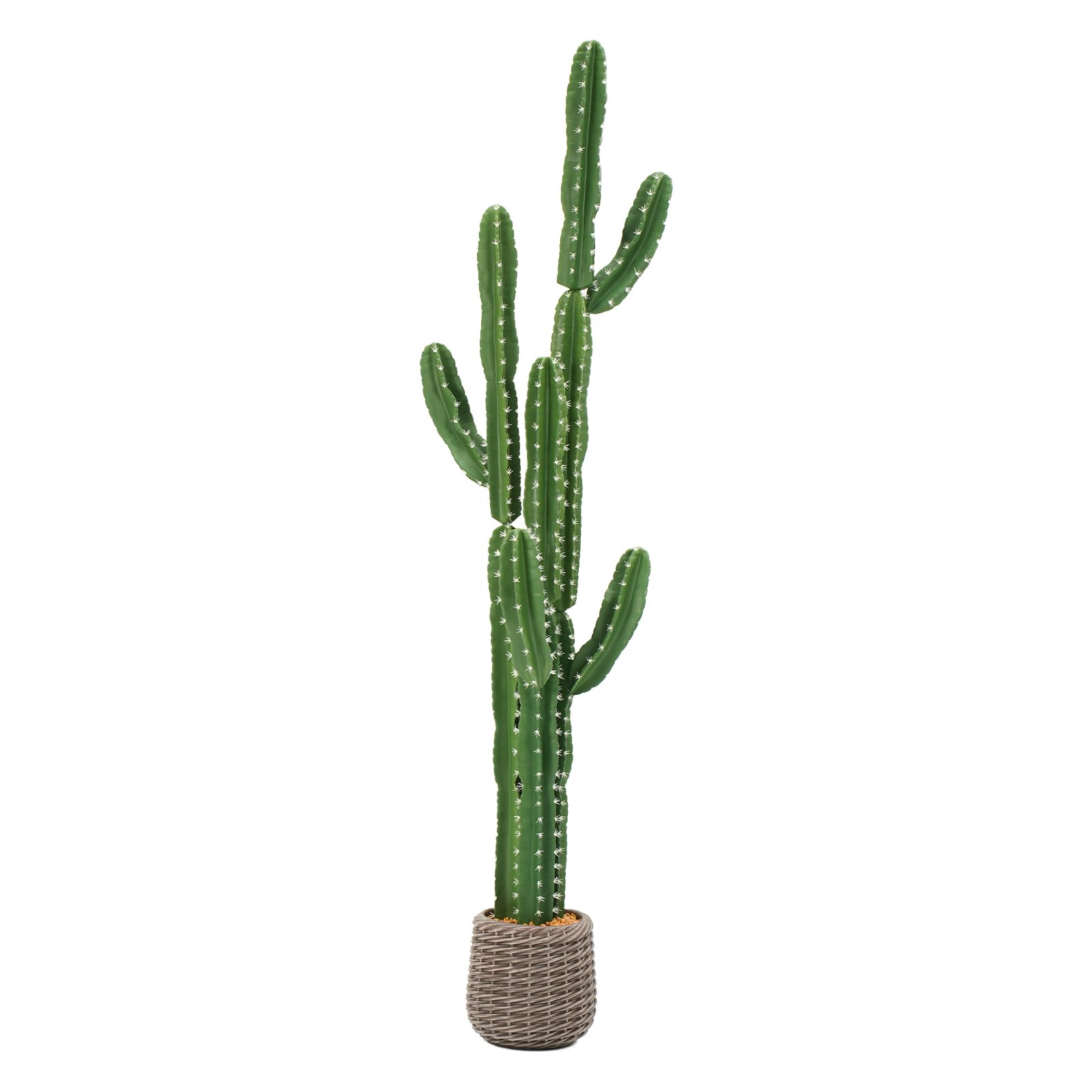 UV-Resistant Artificial Fake Cactus Plants 6ft – Tall Fake Cacti Outdoor Tree with Brown Decorative Planter – Large Faux Tropical Cactus for Indoor &amp; Outdoor Home, Office, or Garden Decor