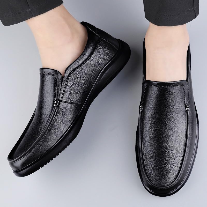 Men's Genuine Leather Shoes Head Leather Man Dress Shoes Slip On Formal Tuxedo Dress Leather Shoes Business Casual Driving Boat Shoes(7.5)3
