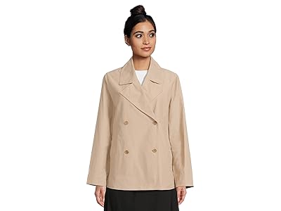 Eileen Fisher Light Cotton Nylon Notch Collar Trench Coat Women