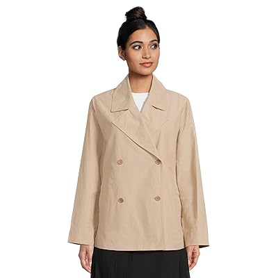 Eileen Fisher Light Cotton Nylon Notch Collar Trench Coat Women