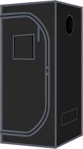 3x3 Grow Tent 36"x36"x72" 600D Mylar Hydroponic High Reflective Grow Tents | 100% Reflective Mylar Interior, Easy-view Window,Heavy-Duty Zippers, Sturdy Frame,Removable Floor Tray for Indoor Plant